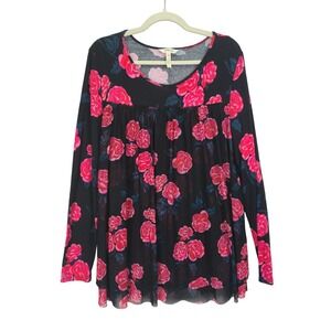 Matilda Jane Floral Tunic Women Top Medium Babydoll Flowy Romantic Roses Y2K 90s